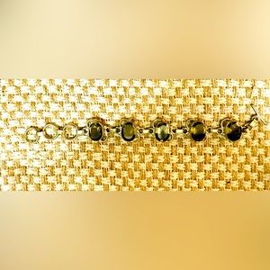 NWOT SMOKEY QUARTZ STERLING SILVER CHAIN LINK BRACELET WITH ADJUSTABLE TOGGLE